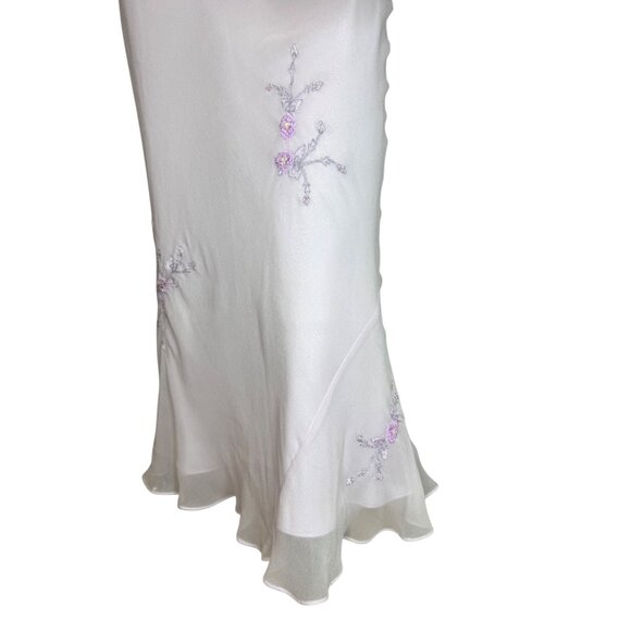 Vintage Y2K 90s Silk Scoop Neck Dress Romantic Fairy Whimsigoth Purple Lilac Bea - Picture 7 of 13